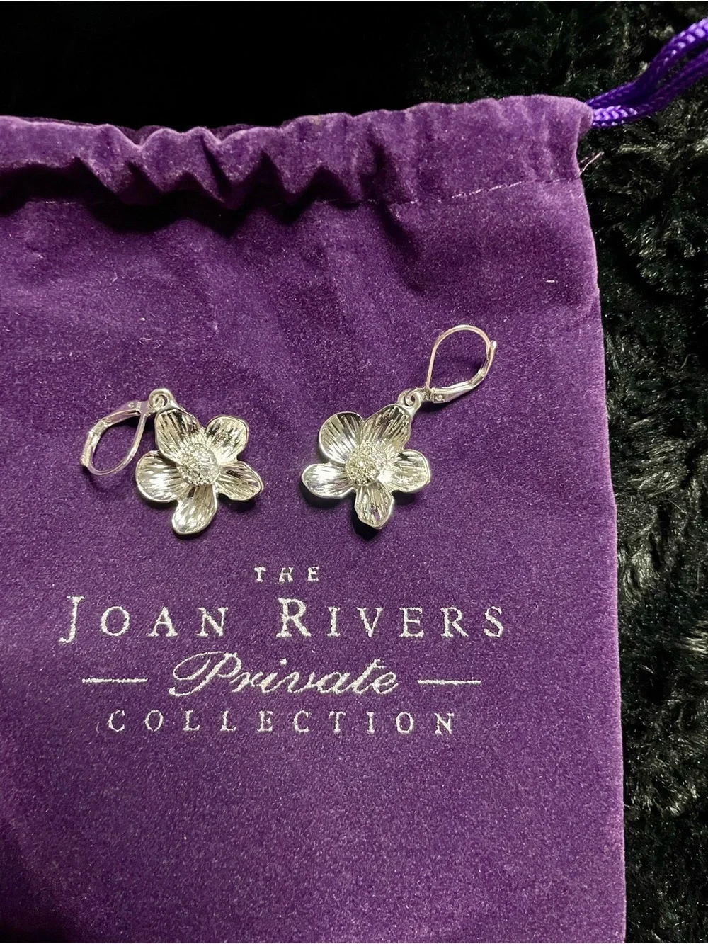 Joan Rivers Sterling Silver Floral Drop Earrings - Silver Flower Dangle